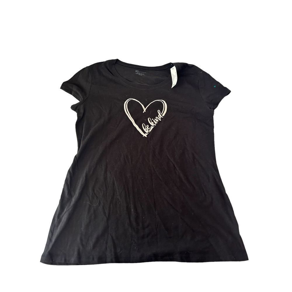 Be Kind heart black tshirt x-large size 15-17 NWT